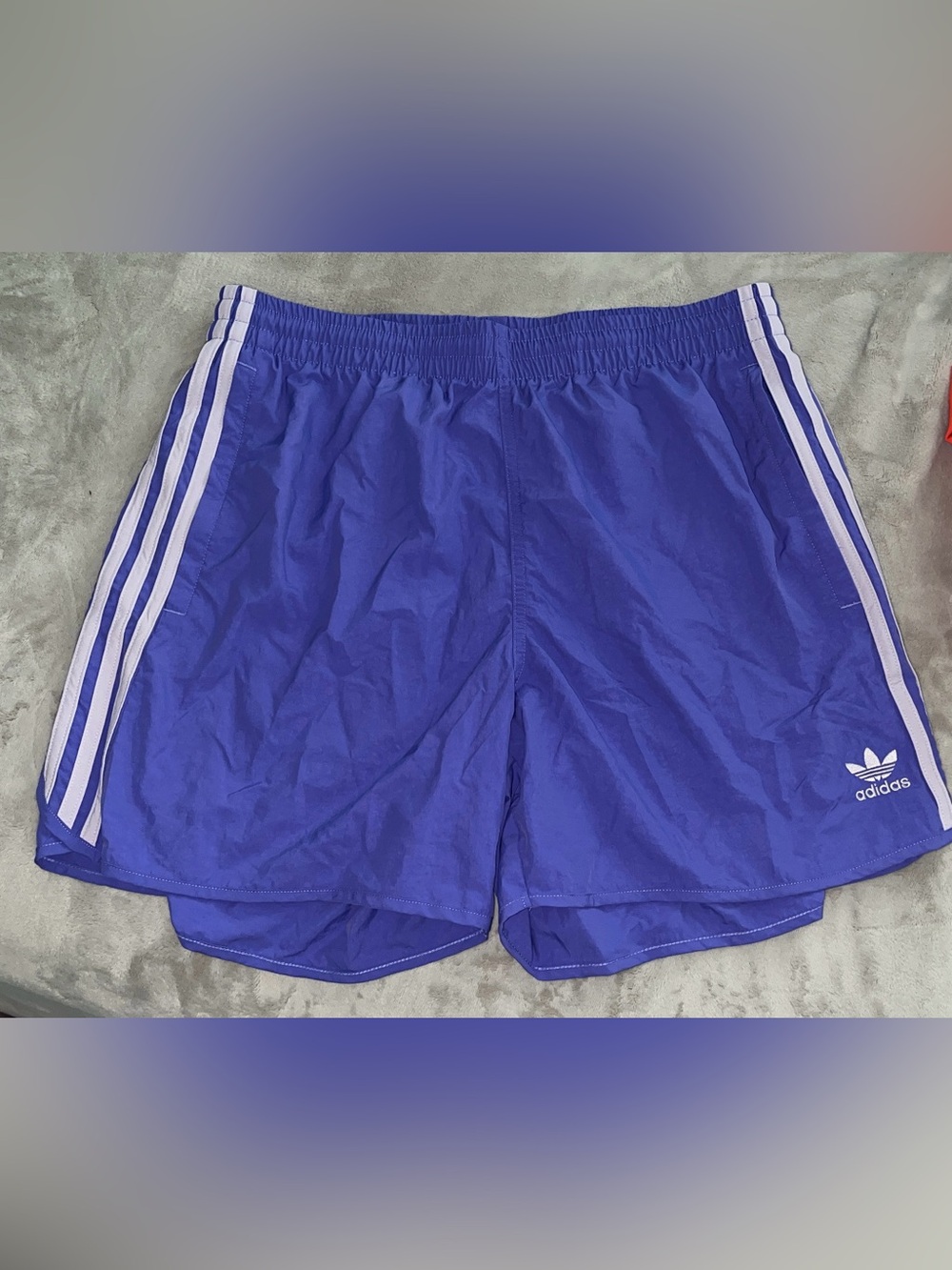 adidas Purple Athletic Shorts with White Side Stripes